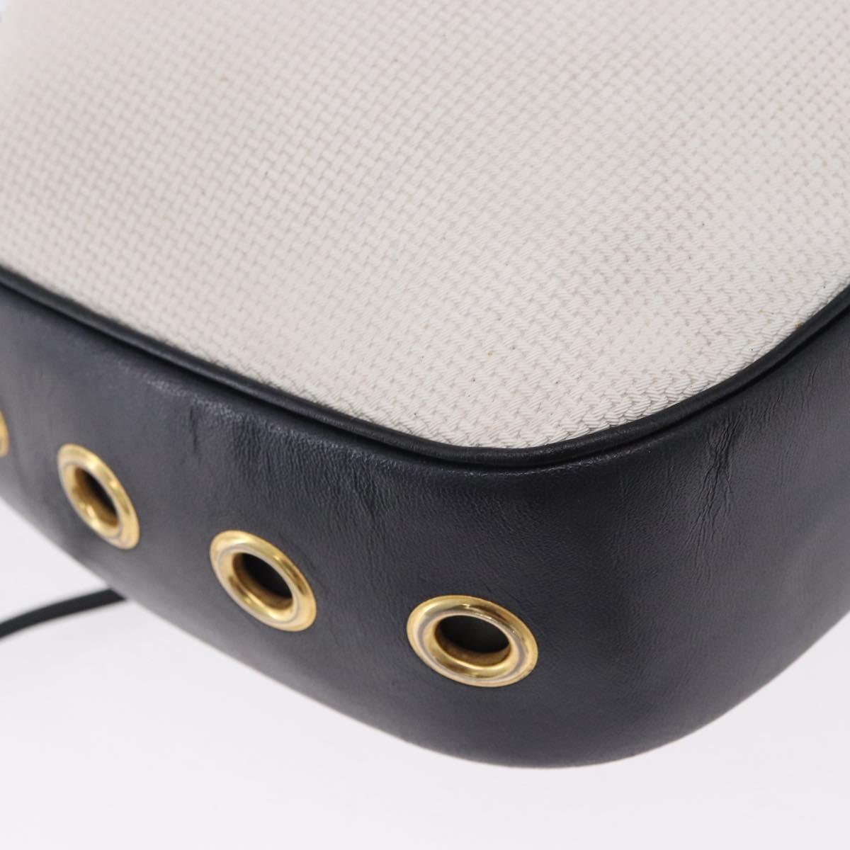 SAINT LAURENT Shoulder Bag PVC Canvas Navy White Auth 197773