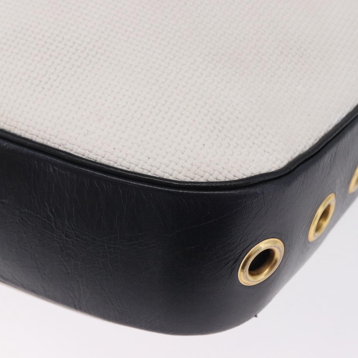 SAINT LAURENT Shoulder Bag PVC Canvas Navy White Auth 197773
