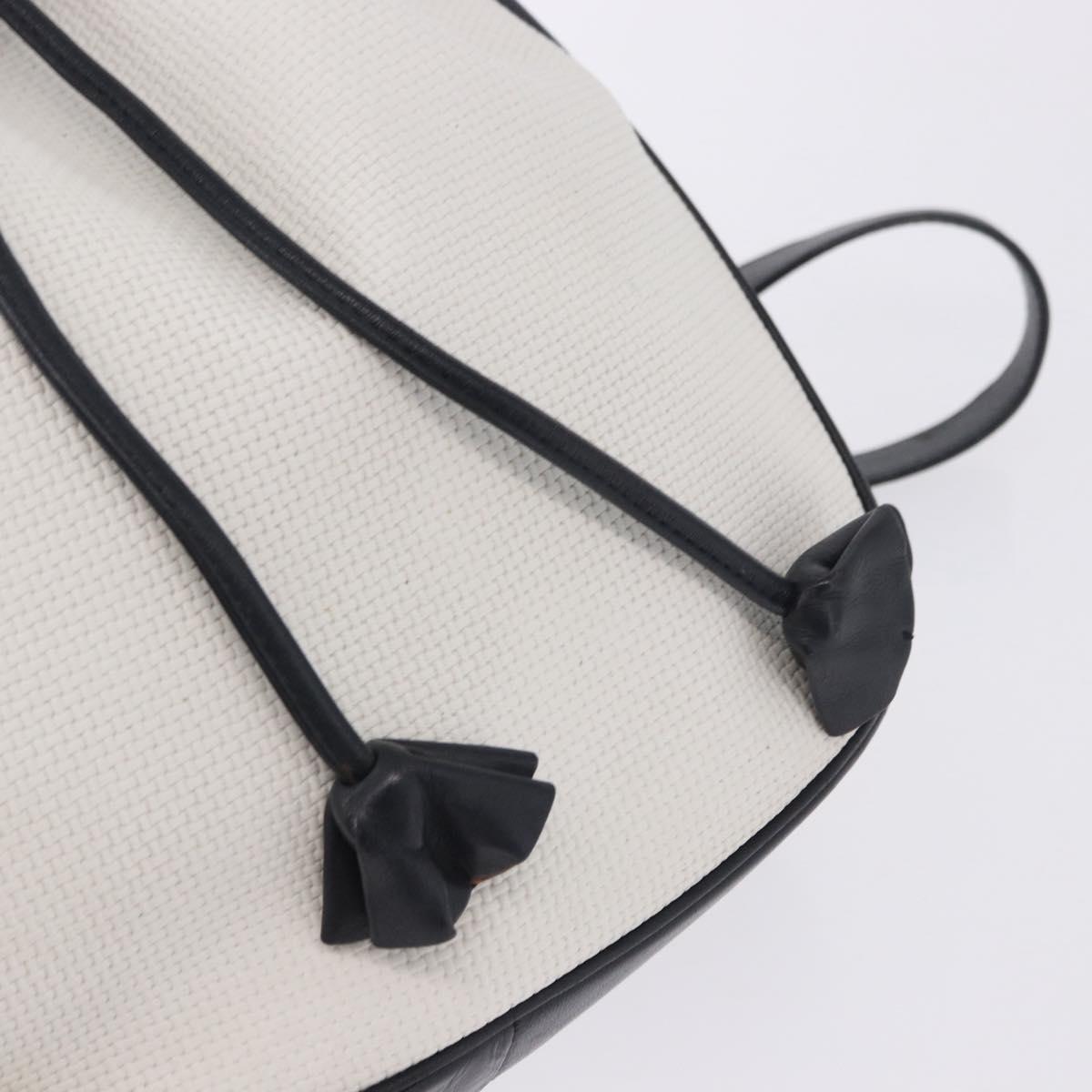 SAINT LAURENT Shoulder Bag PVC Canvas Navy White Auth 197773
