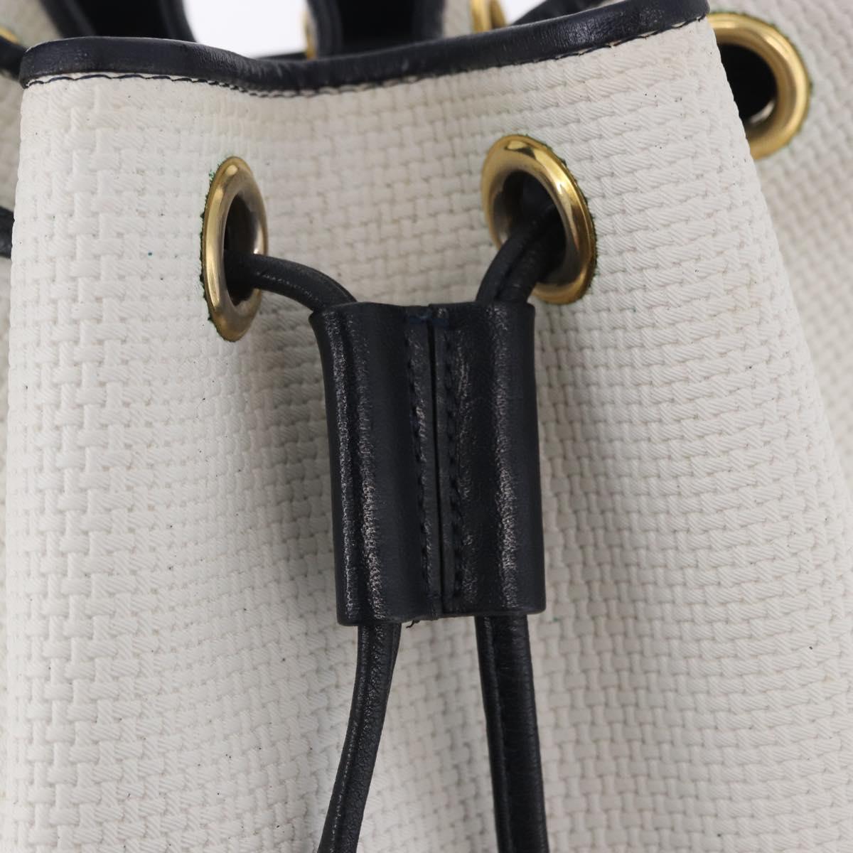 SAINT LAURENT Shoulder Bag PVC Canvas Navy White Auth 197773