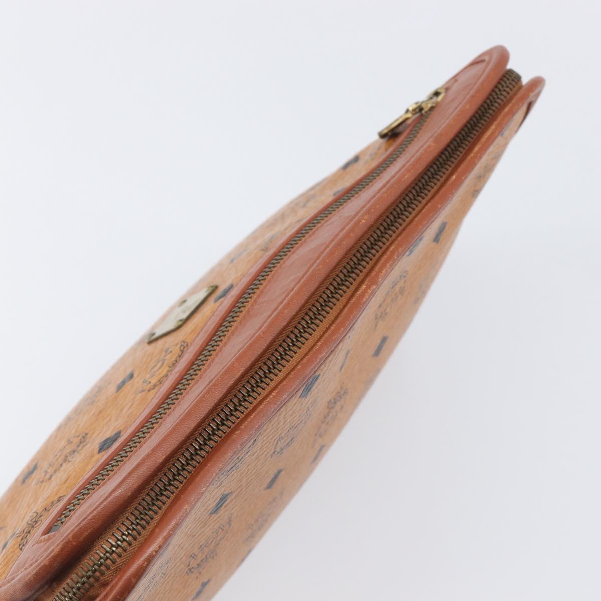 MCM Logogram Vicetos Clutch Bag PVC Leather Brown Gold Auth 197776