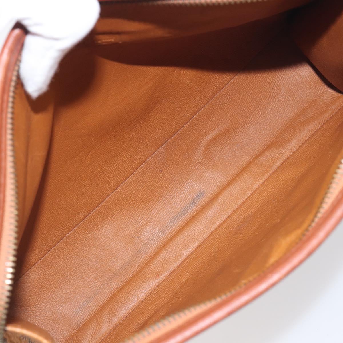 MCM Logogram Vicetos Clutch Bag PVC Leather Brown Gold Auth 197776
