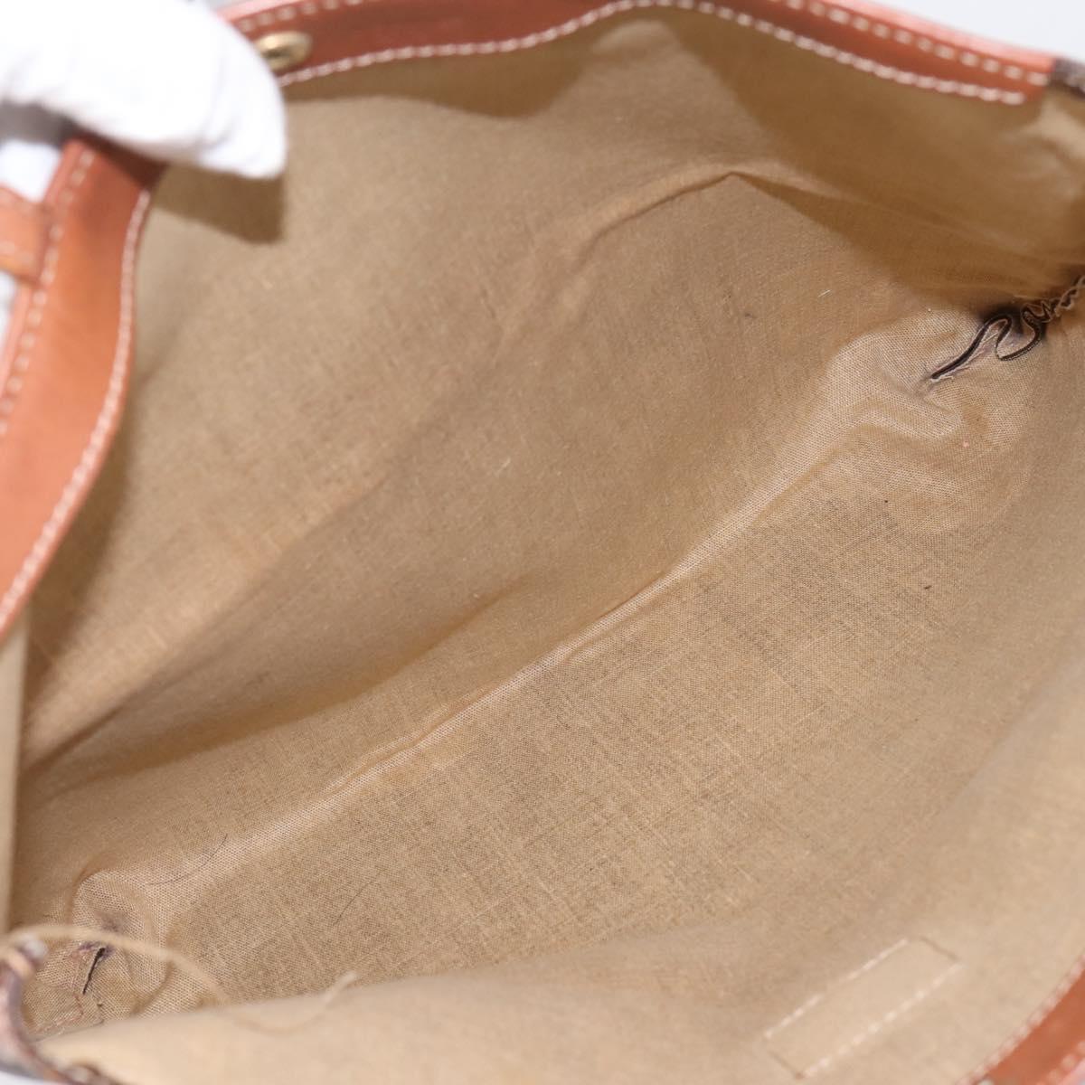 CELINE Macadam Canvas Tote Bag PVC Leather Brown Gold Auth 197781