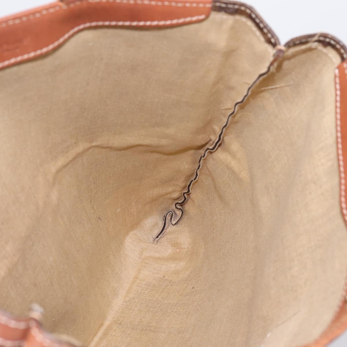 CELINE Macadam Canvas Tote Bag PVC Leather Brown Gold Auth 197781