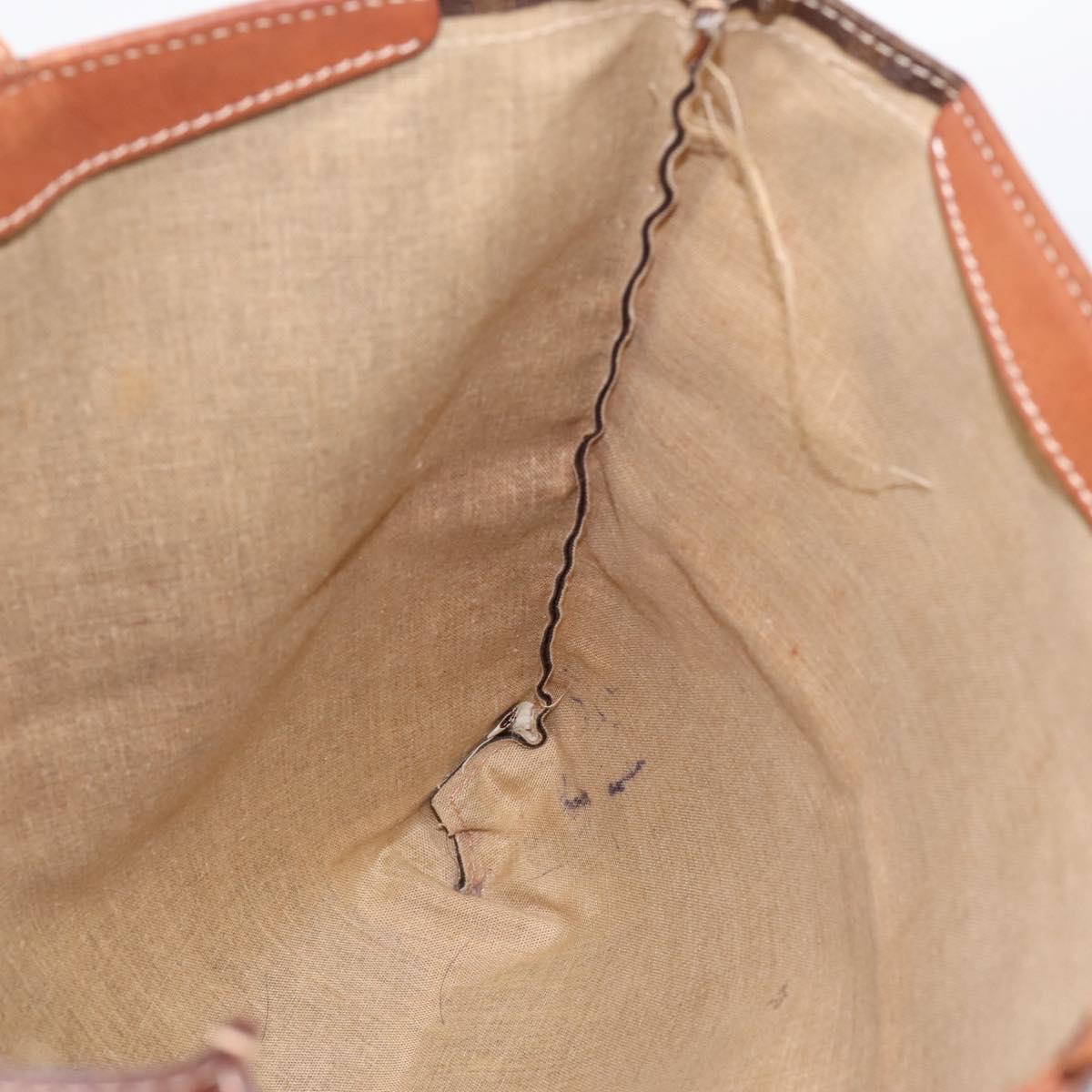 CELINE Macadam Canvas Tote Bag PVC Leather Brown Gold Auth 197781