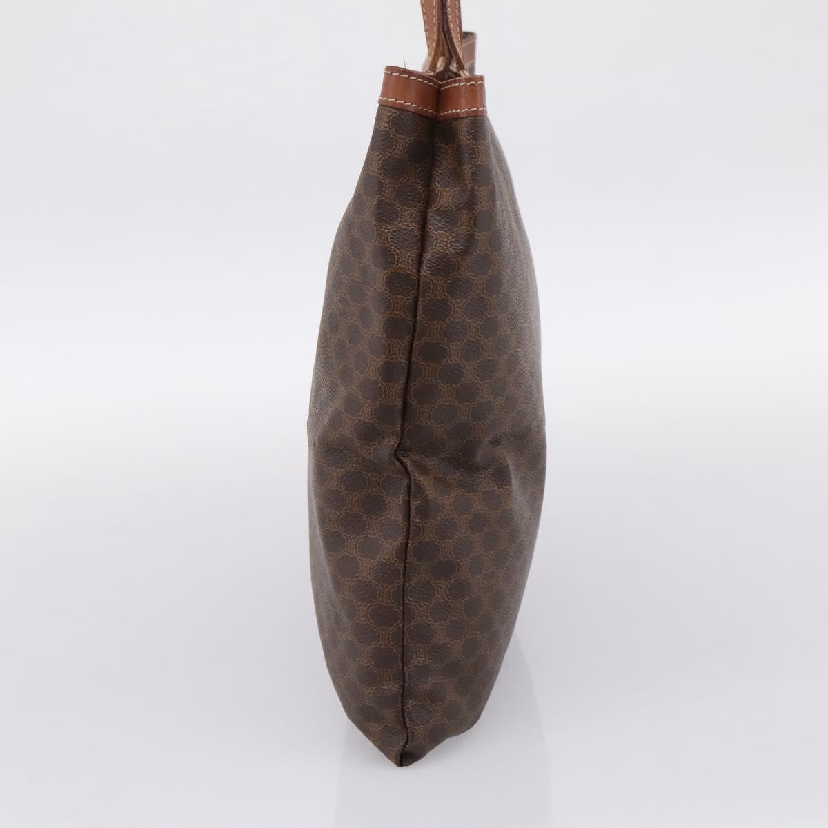 CELINE Macadam Canvas Tote Bag PVC Leather Brown Gold Auth 197781
