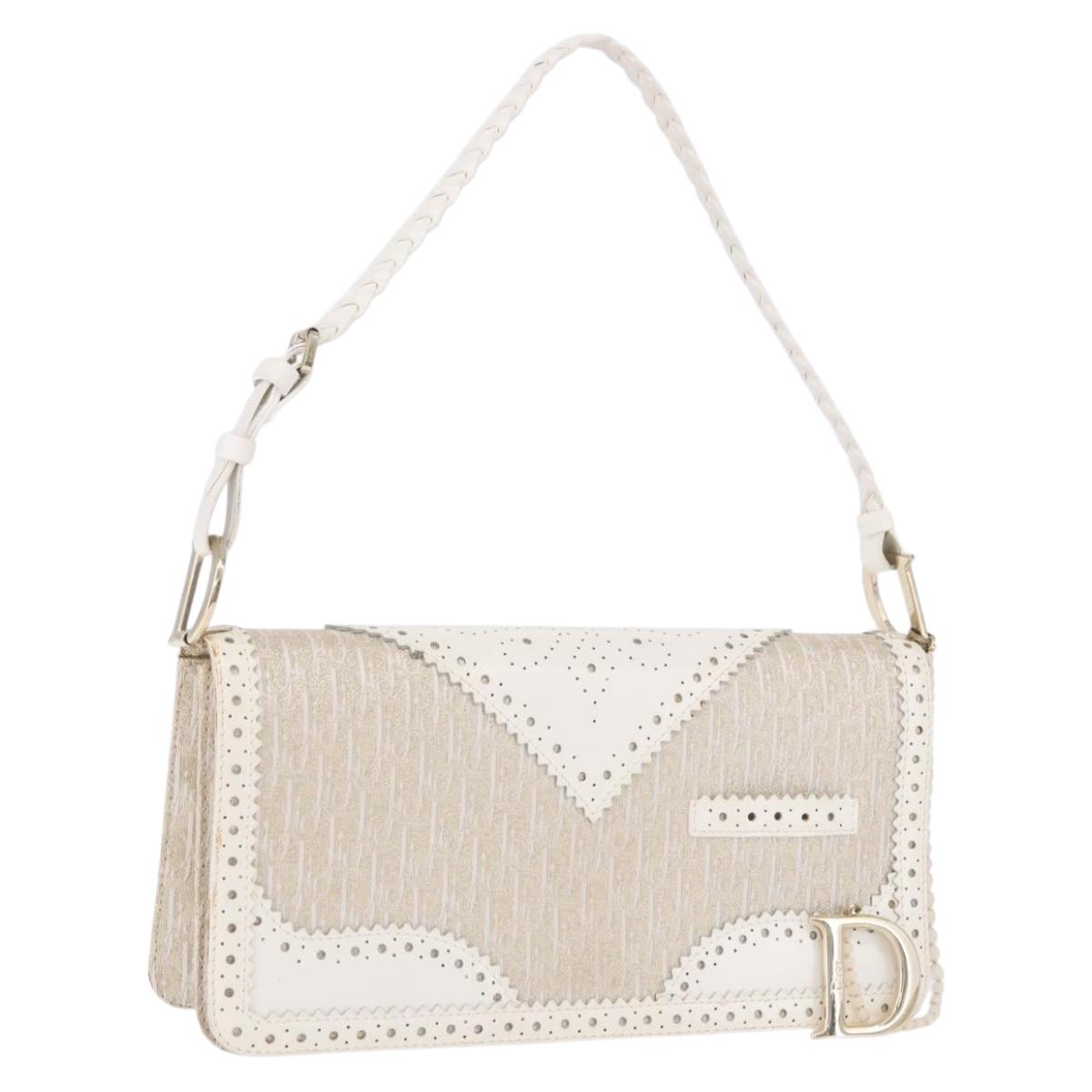 Christian Dior Trotter Canvas Hand Bag Gold Auth 197782SAM