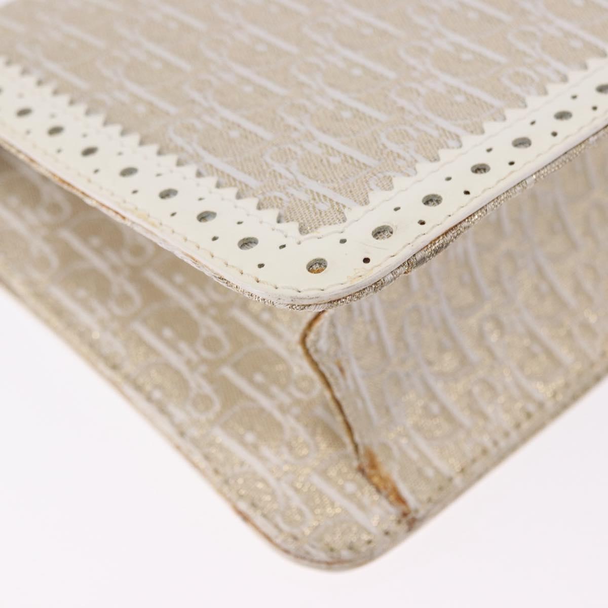 Christian Dior Trotter Canvas Hand Bag Gold Auth 197782SAM