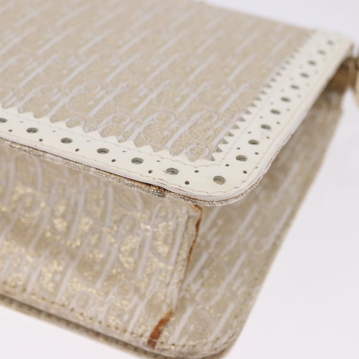 Christian Dior Trotter Canvas Hand Bag Gold Auth 197782SAM