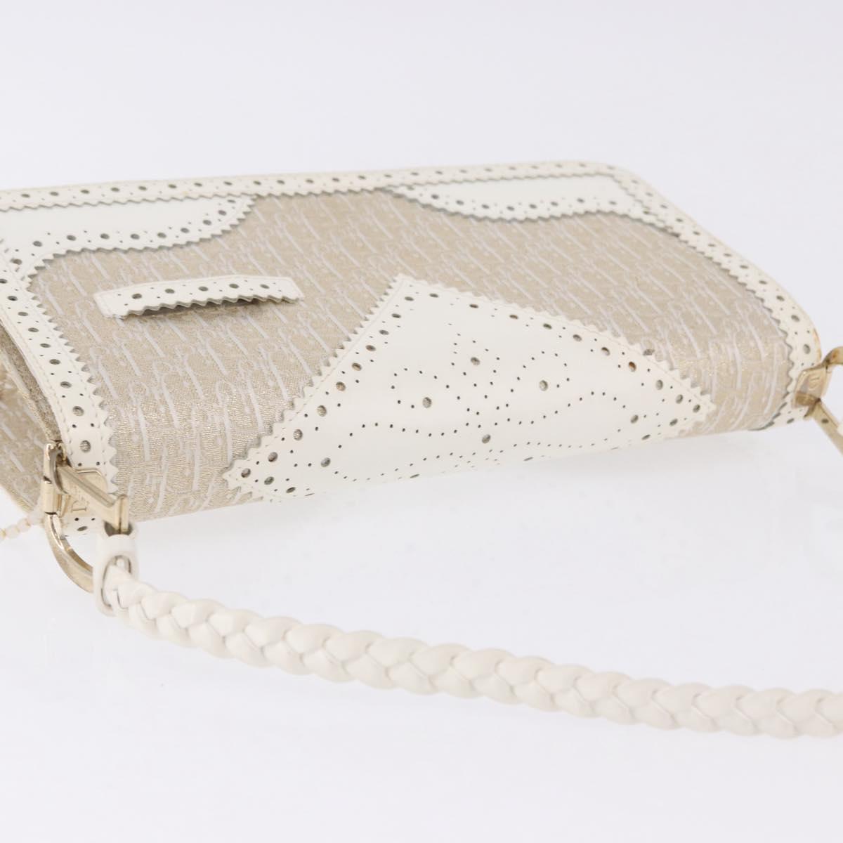 Christian Dior Trotter Canvas Hand Bag Gold Auth 197782SAM