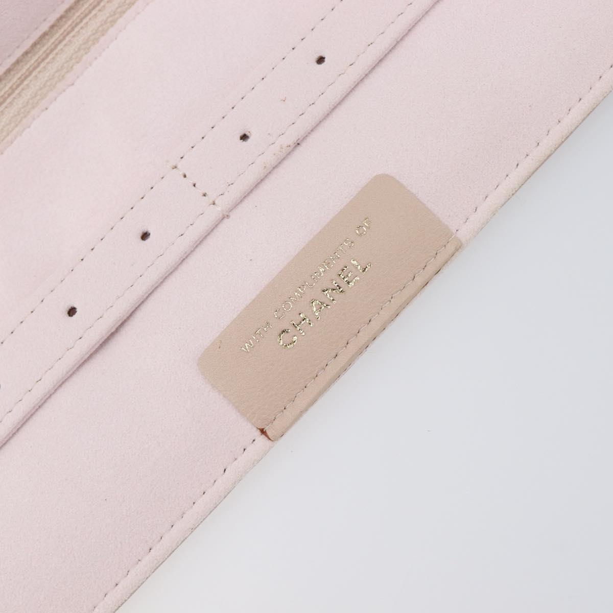 CHANEL Matelasse 2.55 Accessory Pouch Lamb Skin Pink Gold CC Auth 197784V