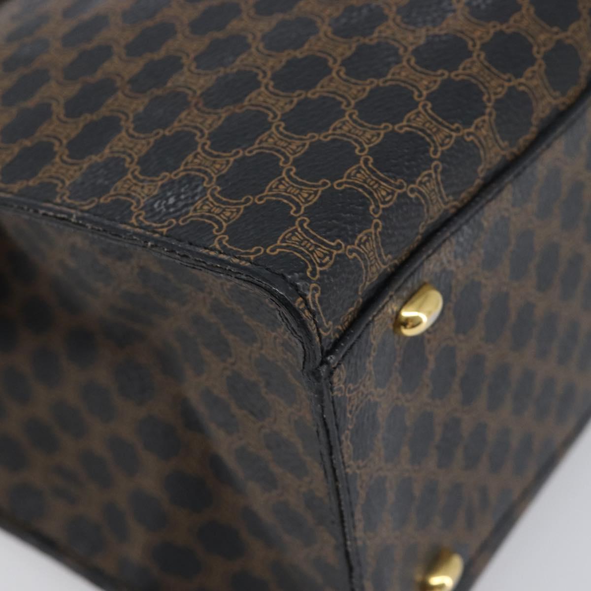 CELINE Macadam Canvas Hand Bag PVC Leather Black Gold Auth 197786A