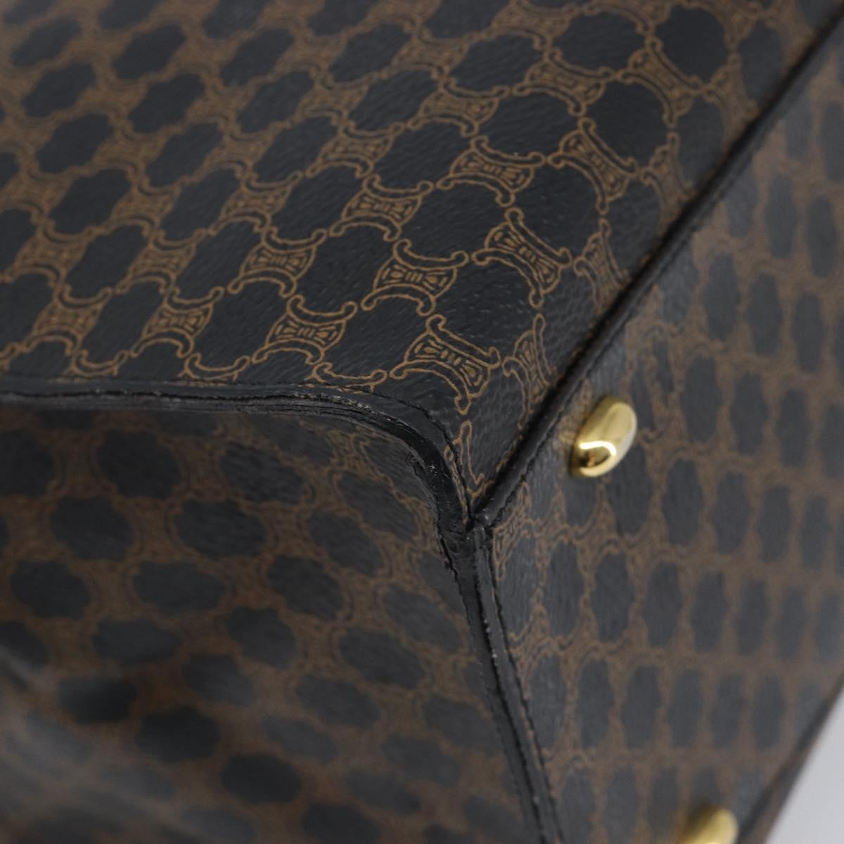 CELINE Macadam Canvas Hand Bag PVC Leather Black Gold Auth 197786A