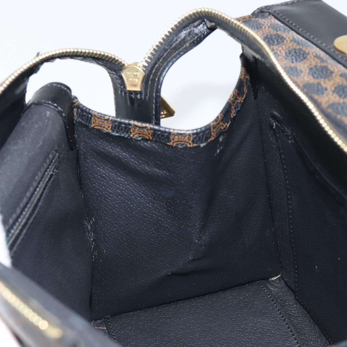 CELINE Macadam Canvas Hand Bag PVC Leather Black Gold Auth 197786A