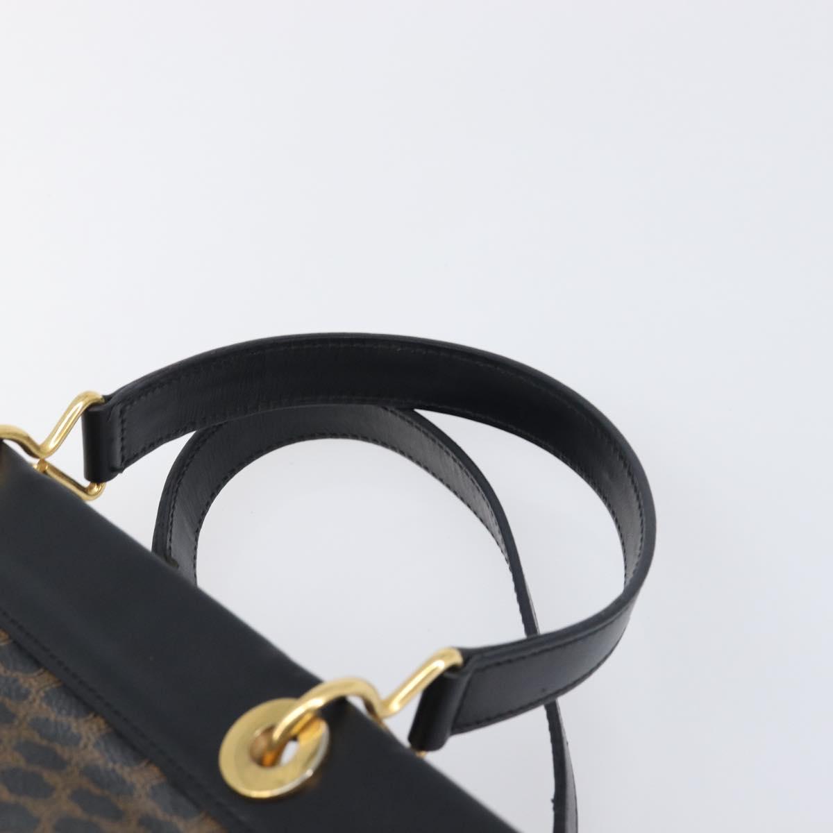 CELINE Macadam Canvas Hand Bag PVC Leather Black Gold Auth 197786A