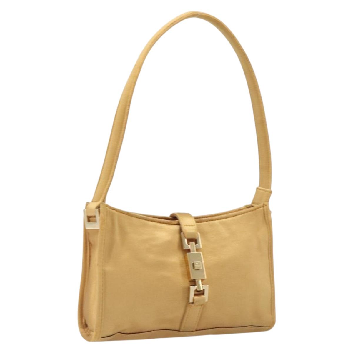 GUCCI Jackie Hand Bag Satin Bronze 005 0791 Auth 197787