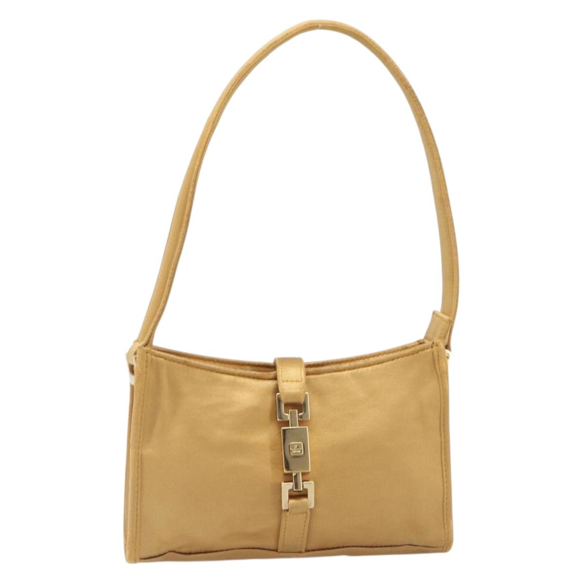 GUCCI Jackie Hand Bag Satin Bronze 005 0791 Auth 197787
