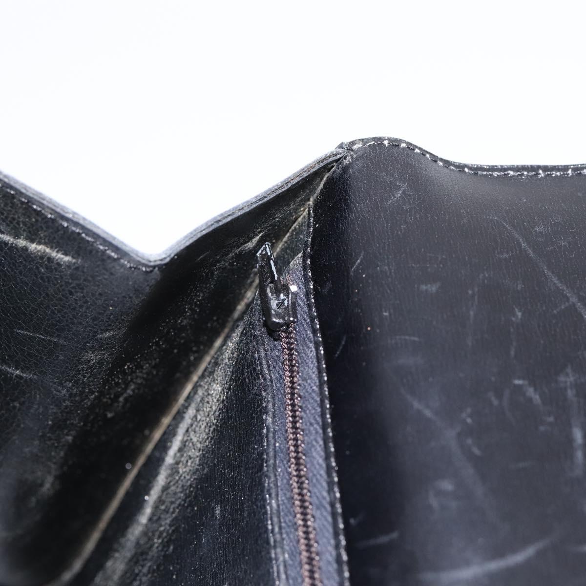 Christian Dior Hand Bag Leather Black Gold Auth 197791