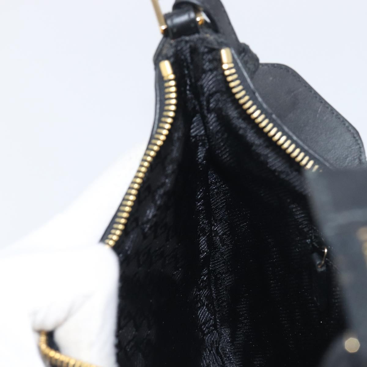 GUCCI Jackie Shoulder Bag Leather Black Gold 001 4128 Auth 197798V