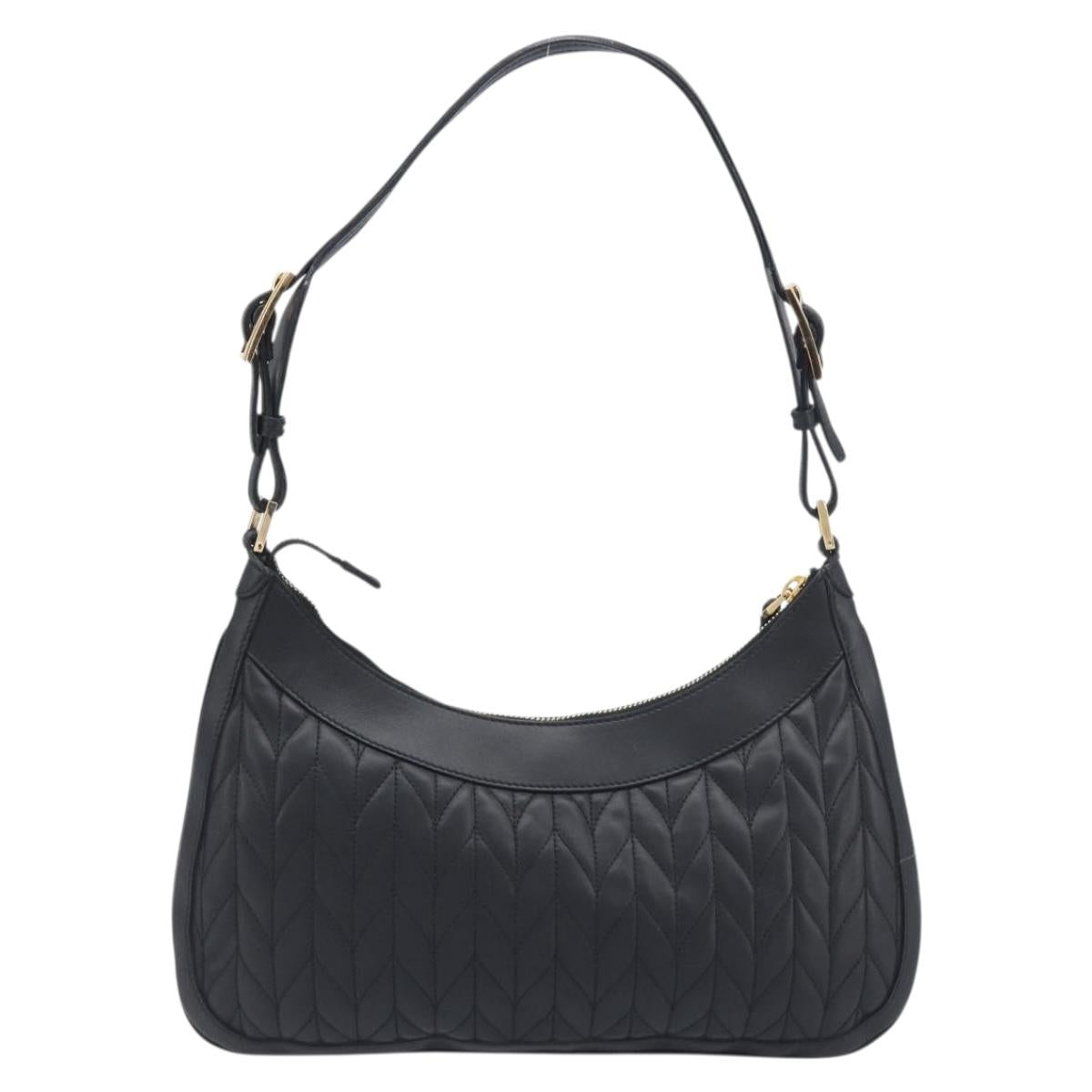 GUCCI Jackie Shoulder Bag Leather Black Gold 001 4128 Auth 197798V