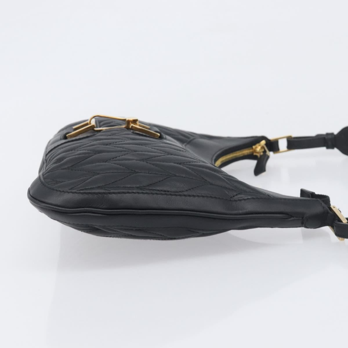 GUCCI Jackie Shoulder Bag Leather Black Gold 001 4128 Auth 197798V