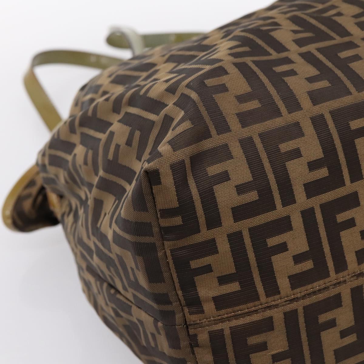 FENDI Zucca Canvas Tote Bag Nylon Brown Black Auth 197800
