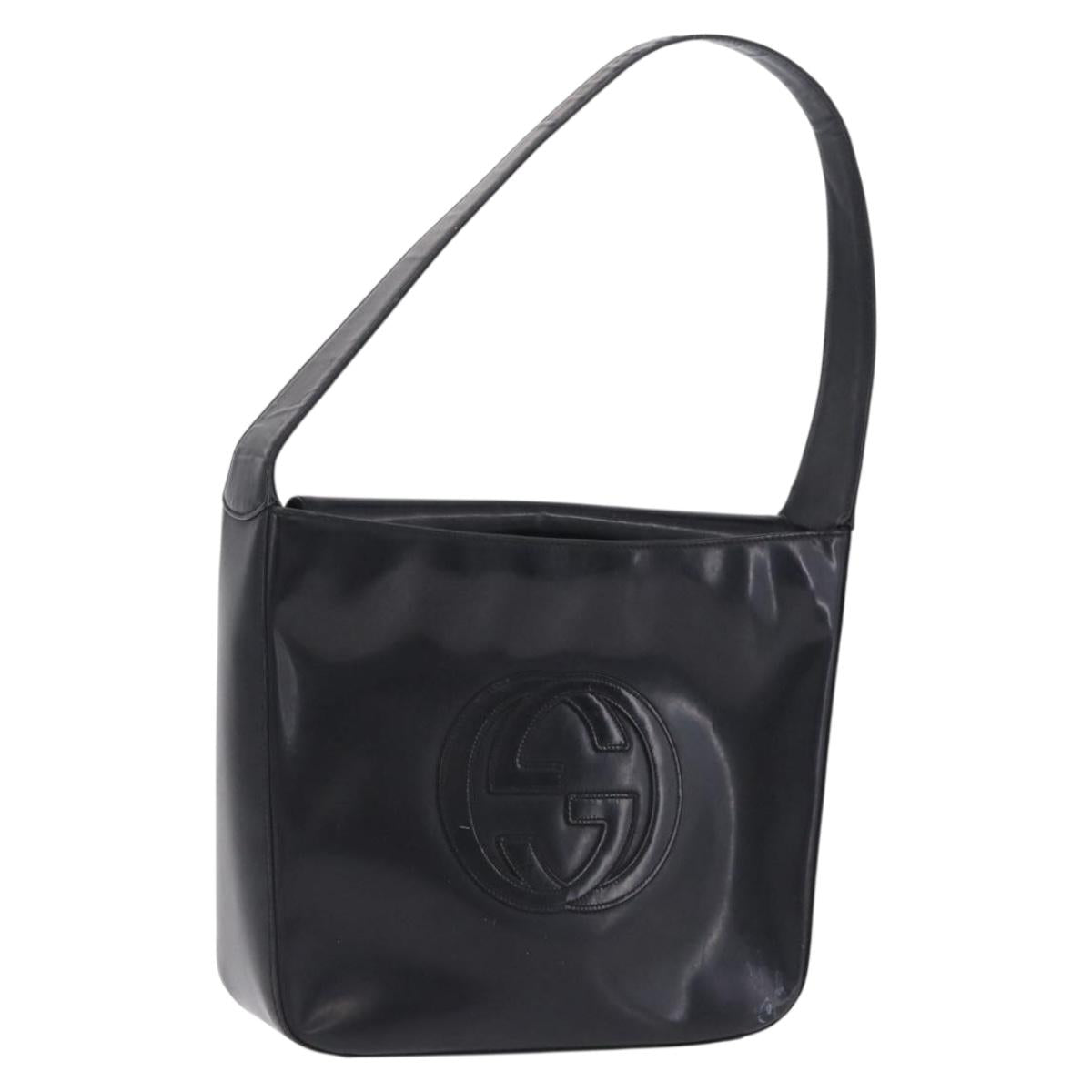 GUCCI Shoulder Bag Patent leather Brown Silver 000 1046 0506 Auth 197801