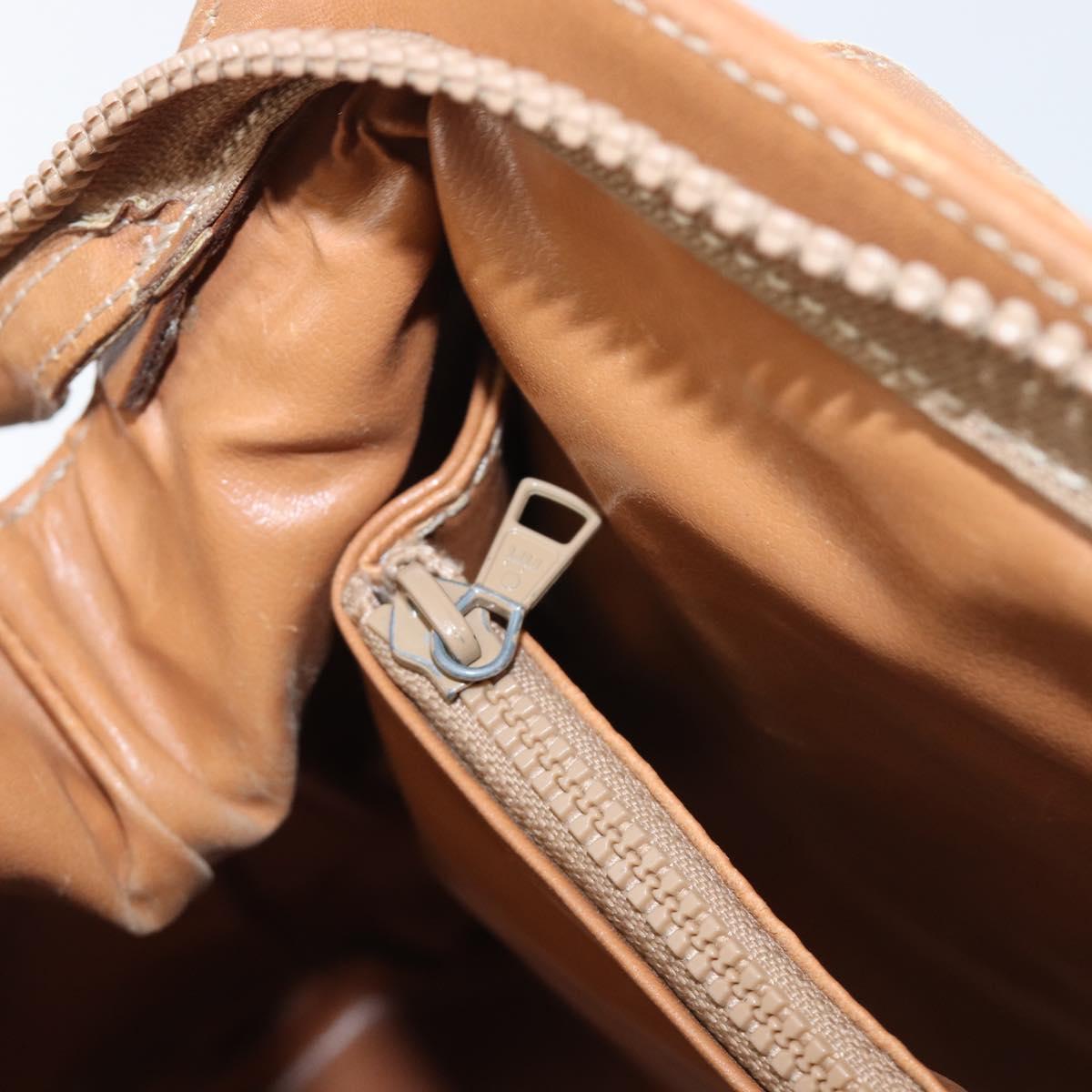 CELINE Macadam Canvas Shoulder Bag PVC Beige Gold Auth 197804