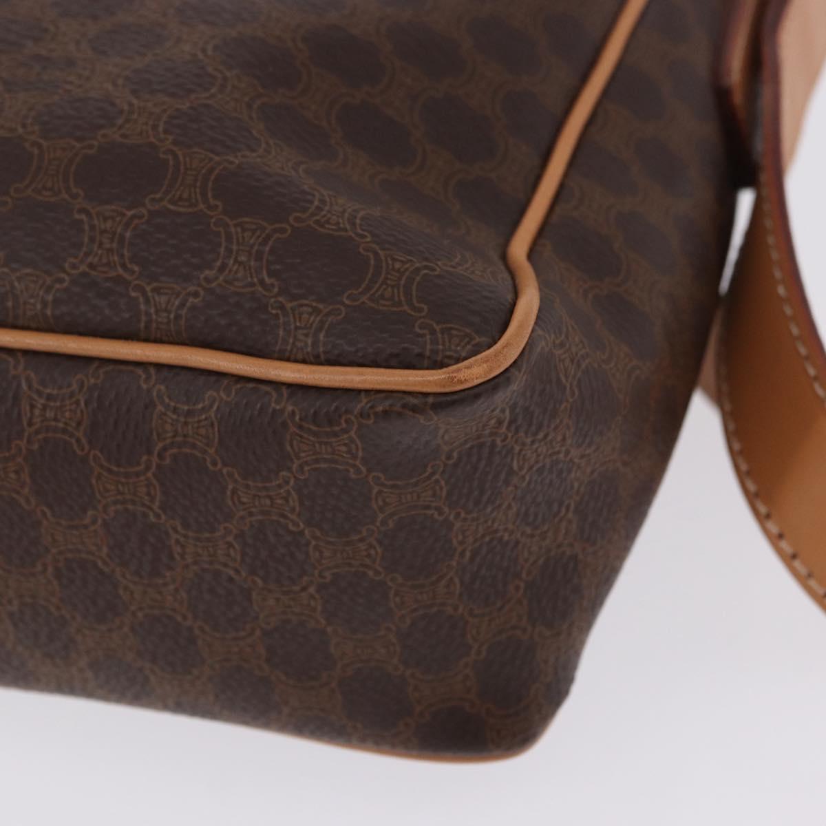 CELINE Macadam Canvas Shoulder Bag PVC Leather Brown Gold Auth 197808V
