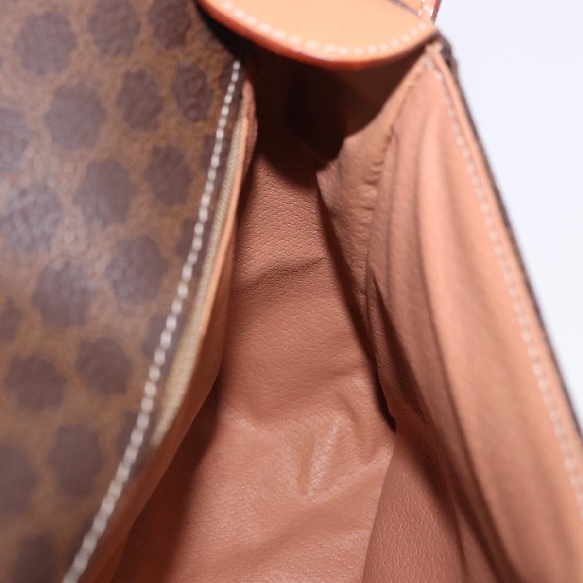 CELINE Macadam Canvas Shoulder Bag PVC Leather Brown Gold Auth 197808V