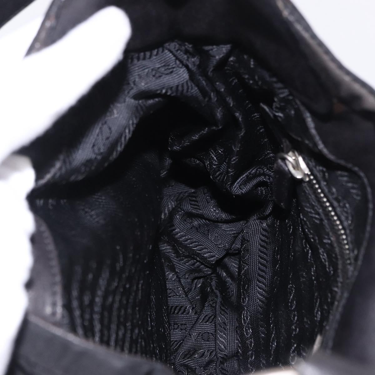 PRADA Shoulder Bag Nylon Black Silver Auth 197814A