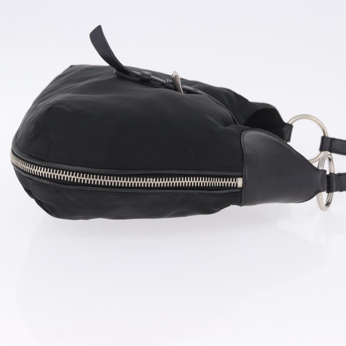 PRADA Shoulder Bag Nylon Black Silver Auth 197814A