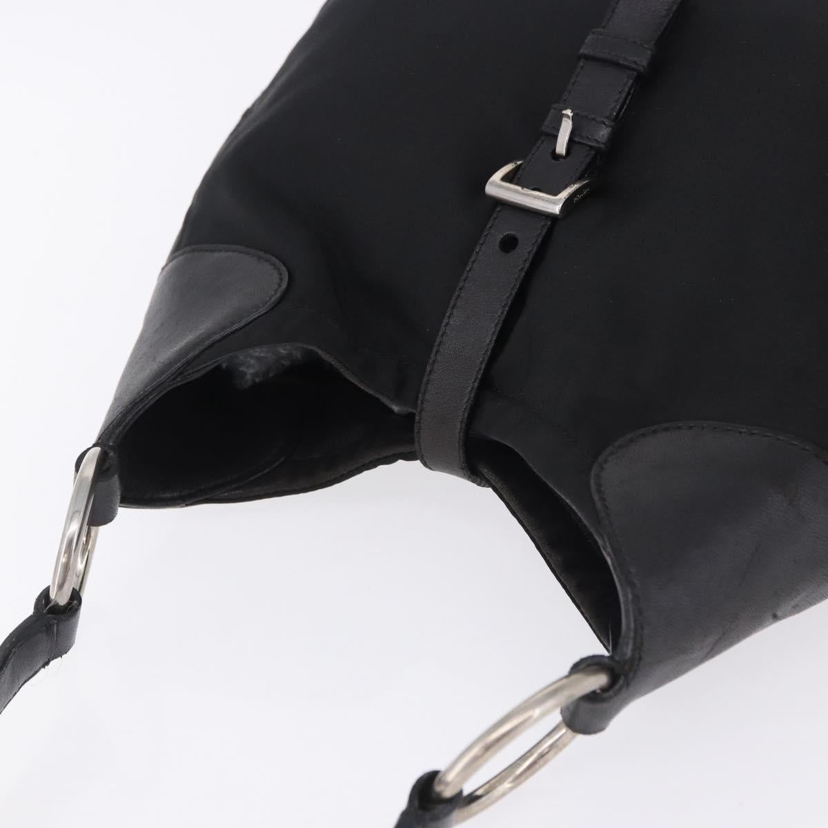 PRADA Shoulder Bag Nylon Black Silver Auth 197814A