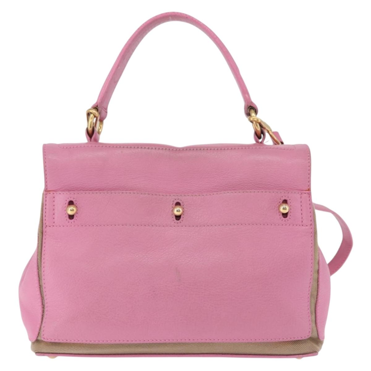 SAINT LAURENT Muse Two Hand Bag Leather 2way Pink Gold 289278 Auth 197816A