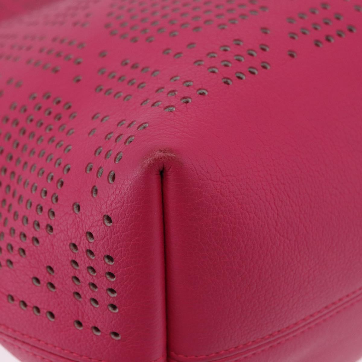 Christian Dior Tote Bag Leather Pink Silver Auth 197818