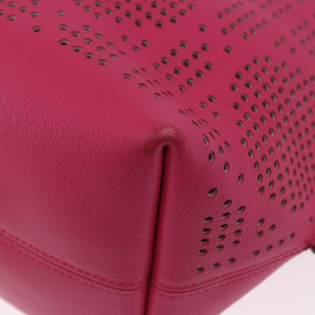 Christian Dior Tote Bag Leather Pink Silver Auth 197818