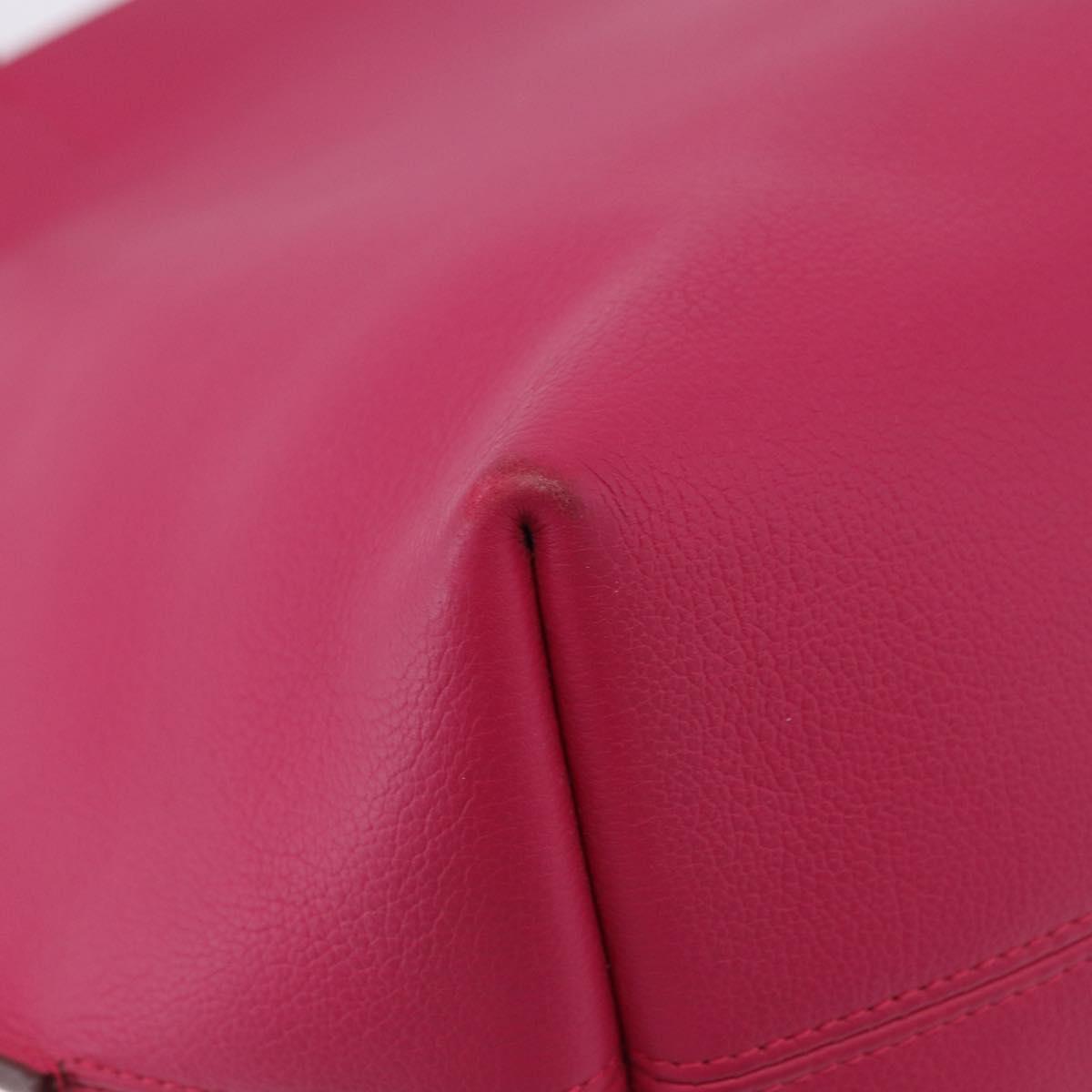 Christian Dior Tote Bag Leather Pink Silver Auth 197818