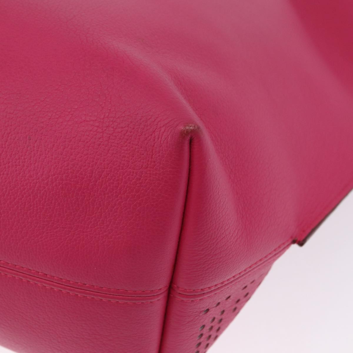 Christian Dior Tote Bag Leather Pink Silver Auth 197818