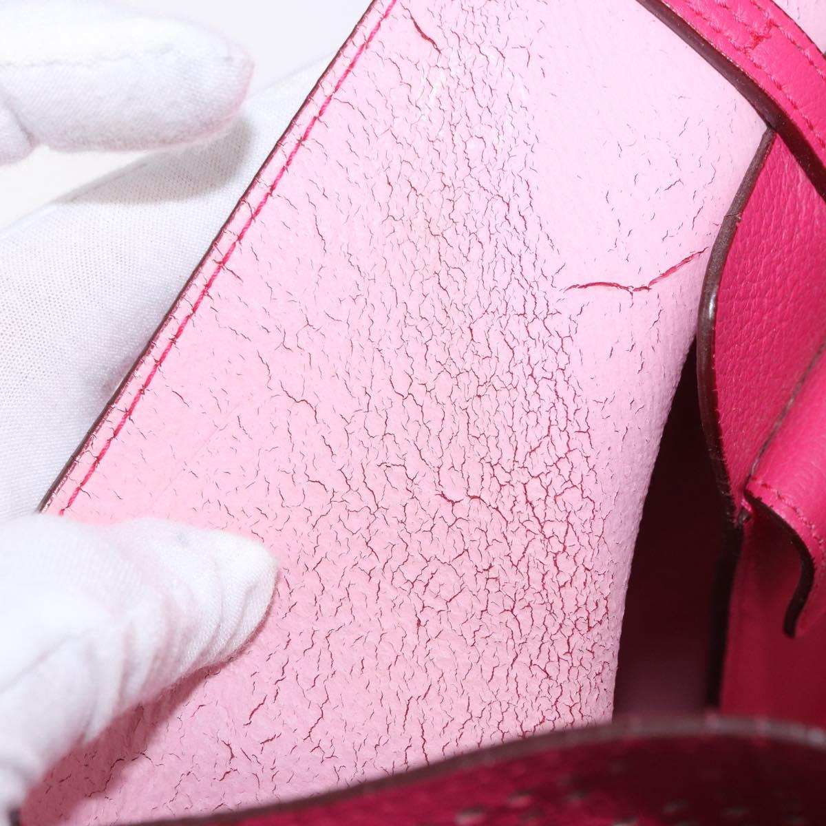 Christian Dior Tote Bag Leather Pink Silver Auth 197818