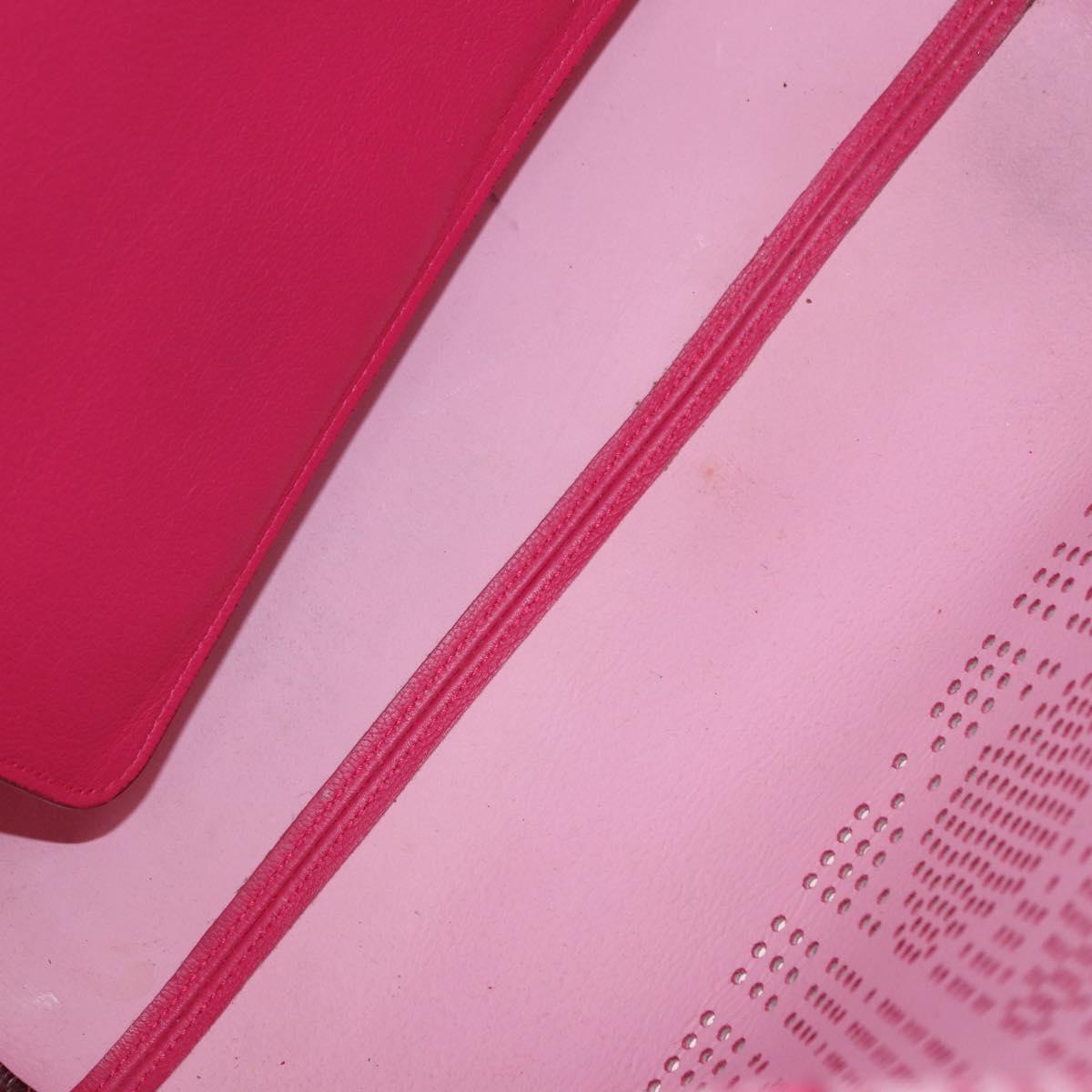 Christian Dior Tote Bag Leather Pink Silver Auth 197818