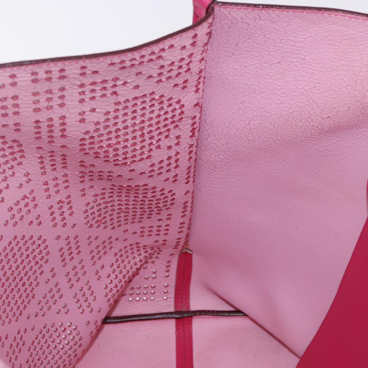 Christian Dior Tote Bag Leather Pink Silver Auth 197818