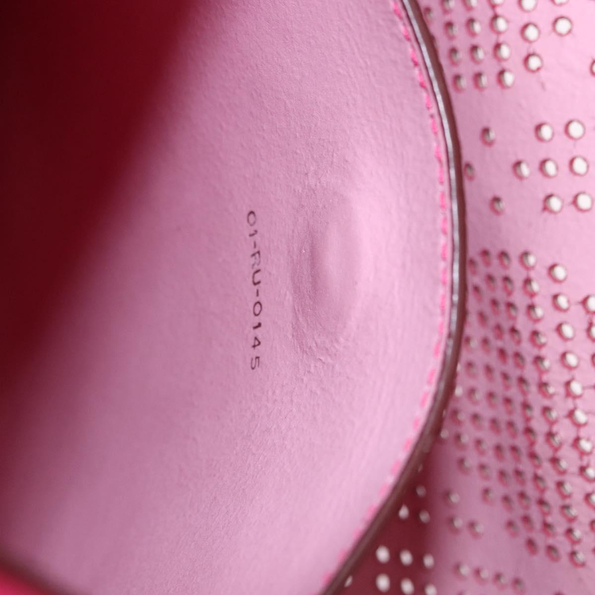 Christian Dior Tote Bag Leather Pink Silver Auth 197818