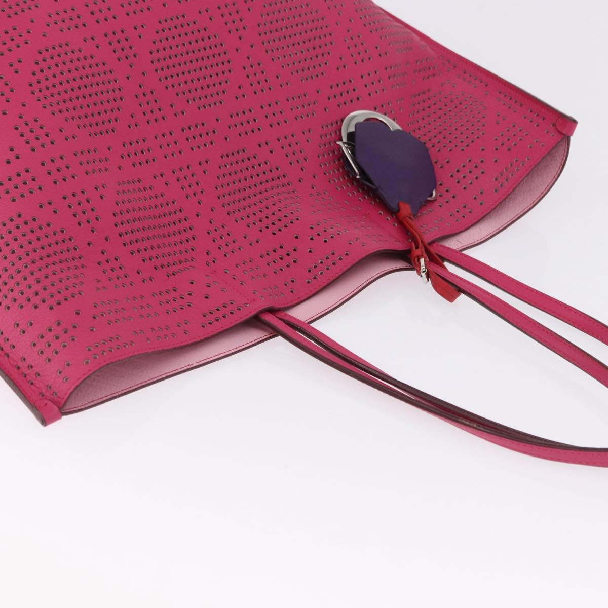Christian Dior Tote Bag Leather Pink Silver Auth 197818