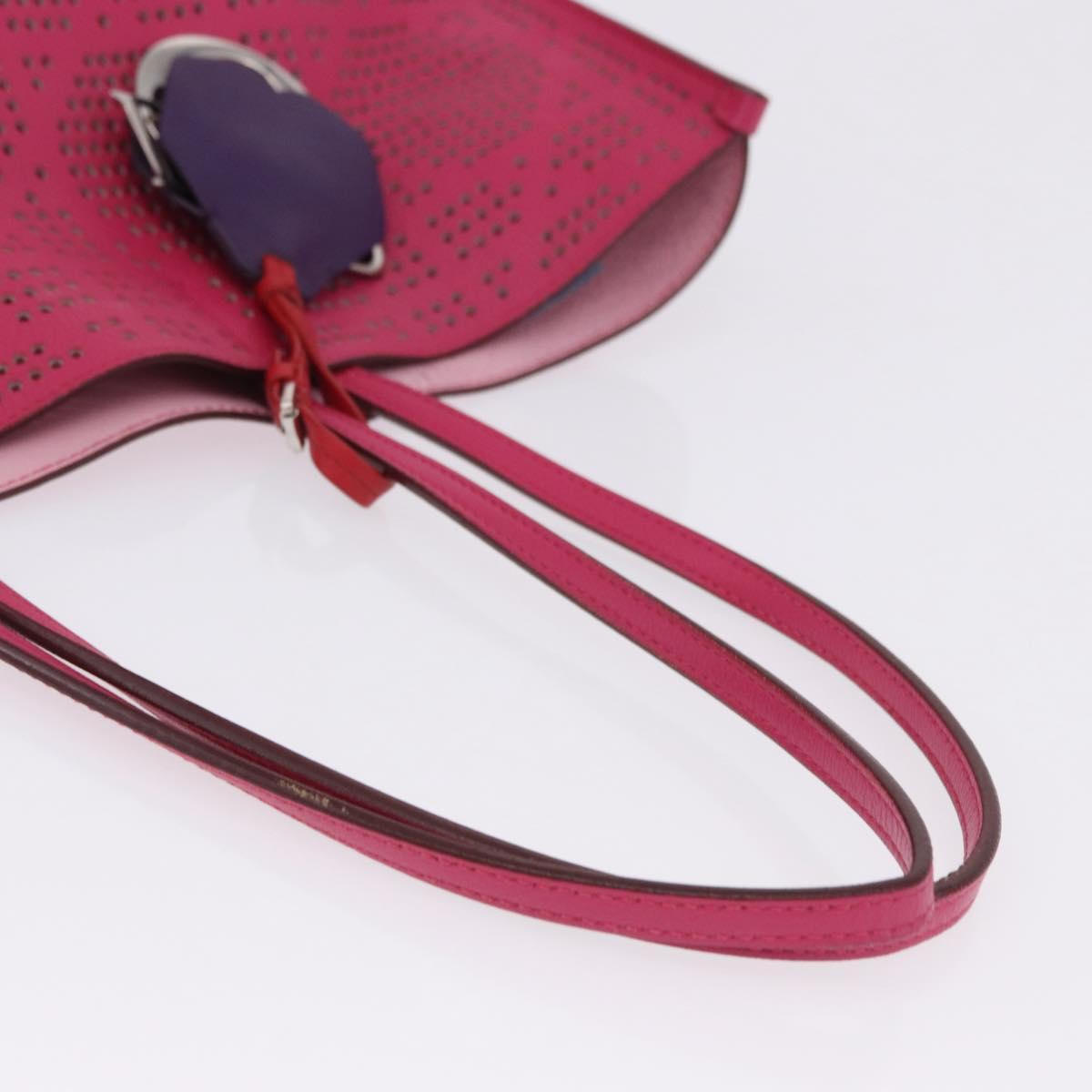 Christian Dior Tote Bag Leather Pink Silver Auth 197818
