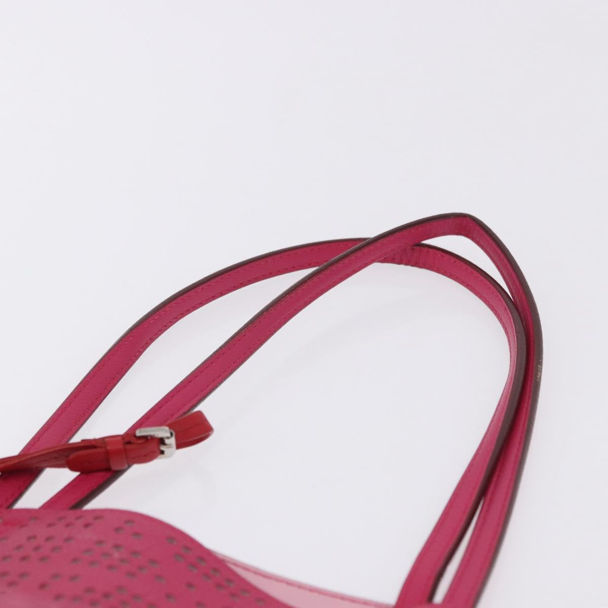 Christian Dior Tote Bag Leather Pink Silver Auth 197818