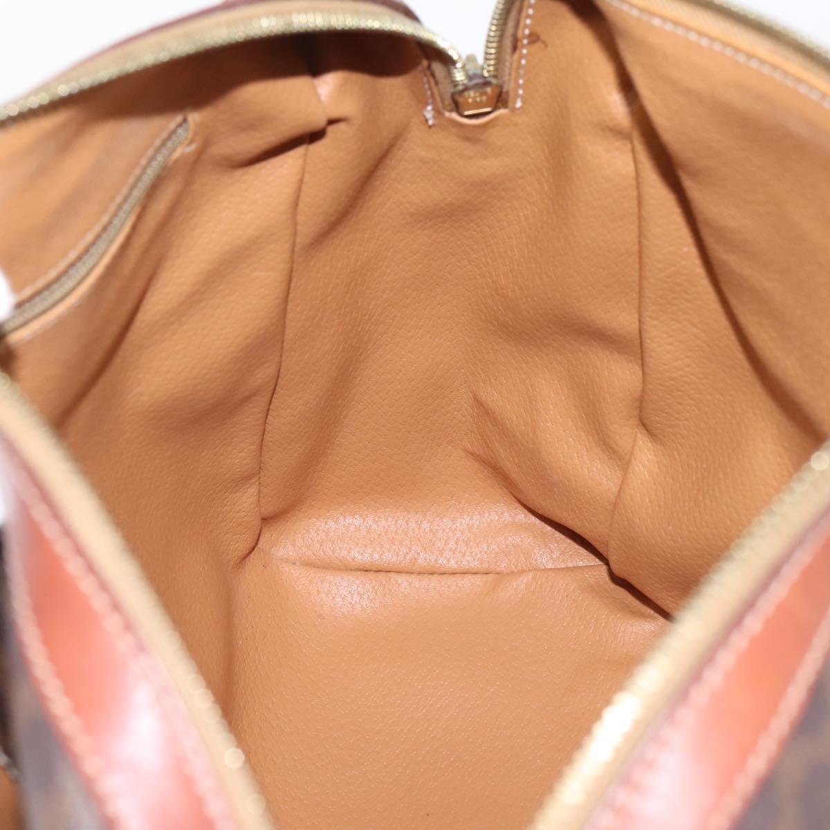 CELINE Macadam Canvas Mini Boston Bag PVC Leather Brown Gold Auth 197819A