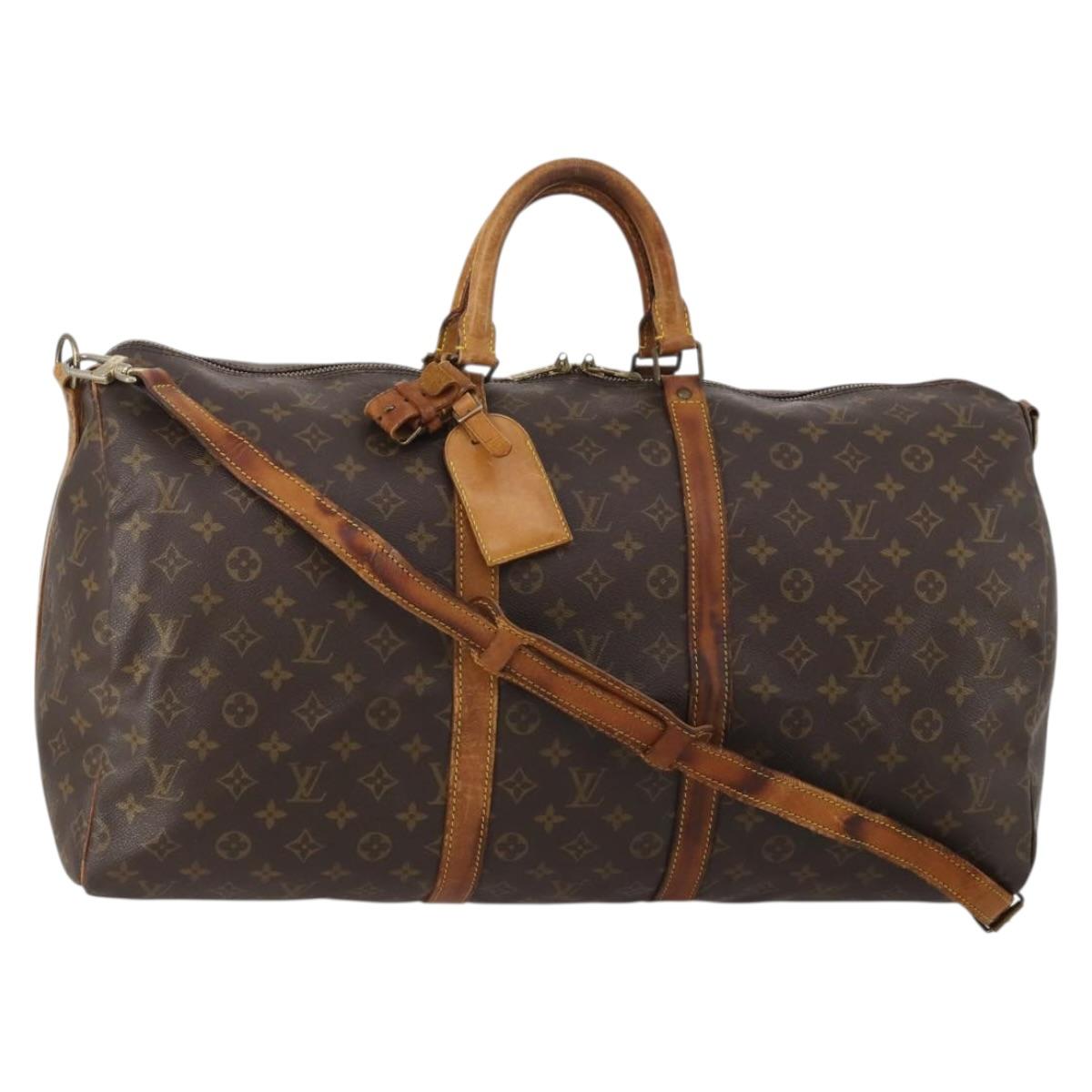 LOUIS VUITTON Monogram Keepall Bandouliere 55 Boston Bag M41414 LV Auth 197823