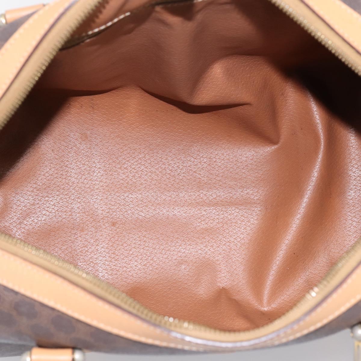 CELINE Macadam Canvas mini Boston Bag PVC Leather Brown Gold Auth 197824V
