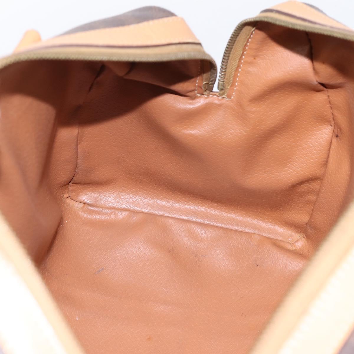 CELINE Macadam Canvas mini Boston Bag PVC Leather Brown Gold Auth 197824V