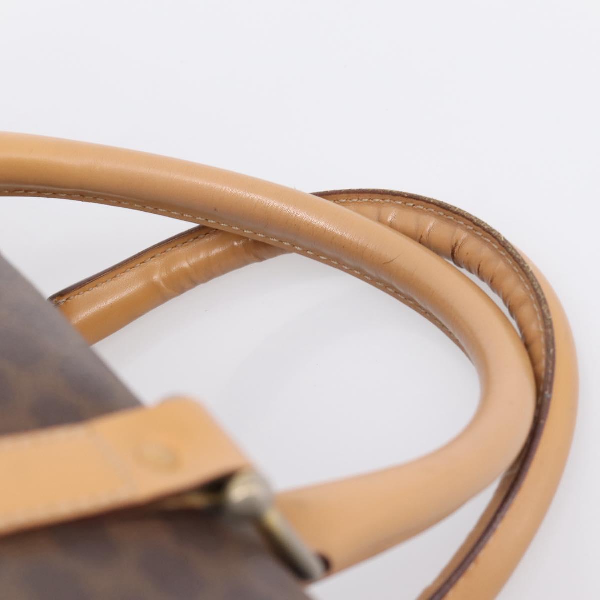 CELINE Macadam Canvas mini Boston Bag PVC Leather Brown Gold Auth 197824V